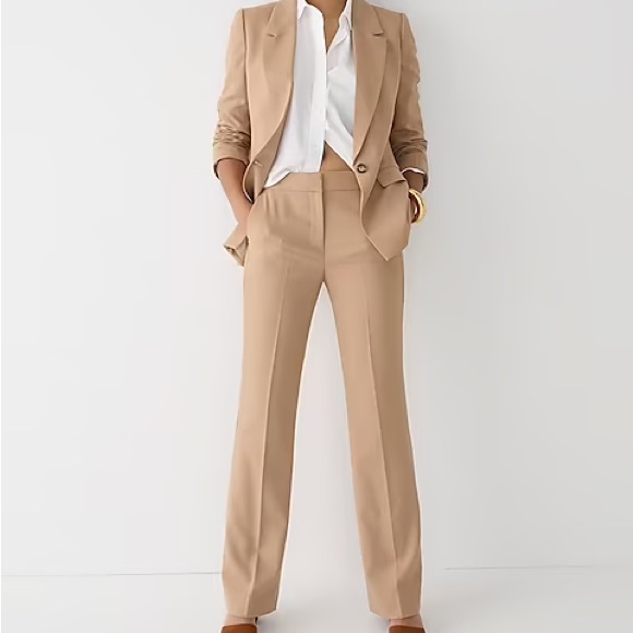 J CREW WILLA ITALIAN CITY WOOL TROUSERS CAMEL BLUSH NWT SZ 6   LONG - Picture 1 of 5